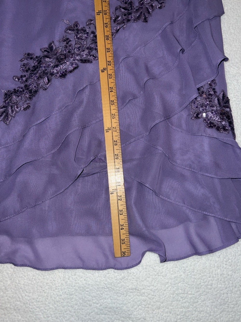 JJs House size14 NWT Purple Ruffle Chiffon Dress w/sequin/lace - Picture 8 of 13